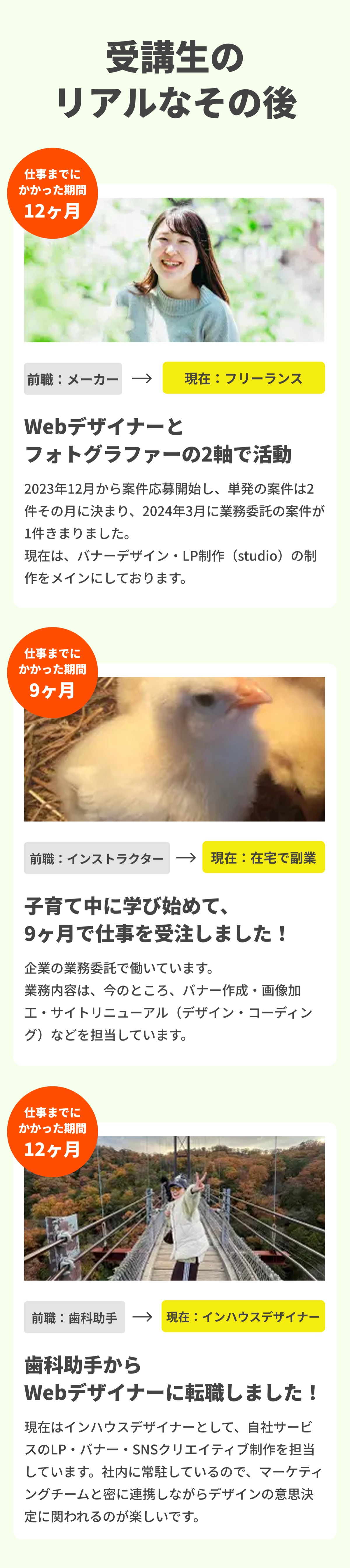 卒業生の声・実績